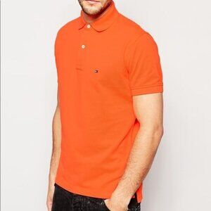 Tommy Hilfiger Mens Classic Fit Polo Shirt Orange Size S